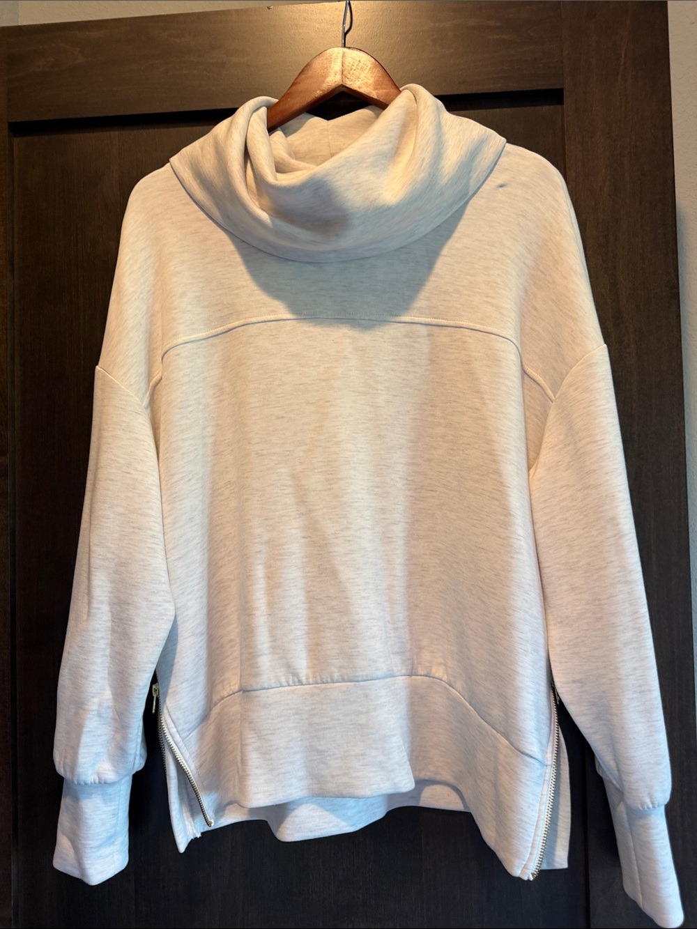 Varley Cream Cowl Neck Pullover with Side Zippers